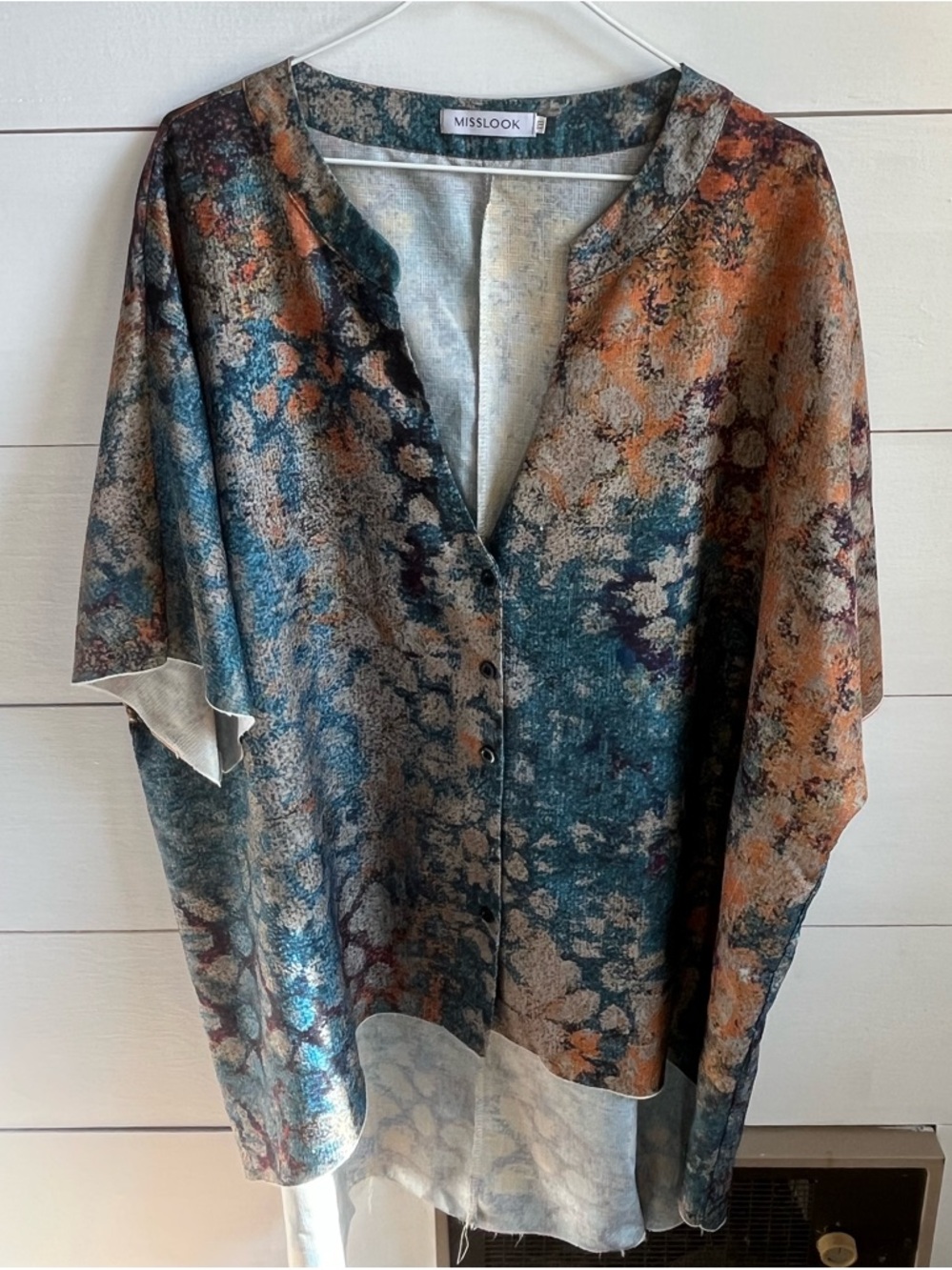 MISSLOOK Teal and Rust Print Lightweight Tunic